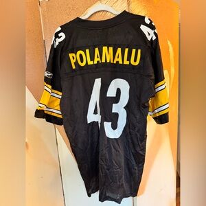 Black NFL Onfield Polamalu Steelers Jersey